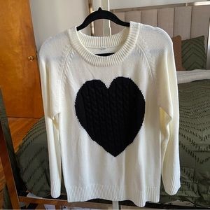 Cream heart sweater size small. So cute and warm! Perfect for Valentine’s Day